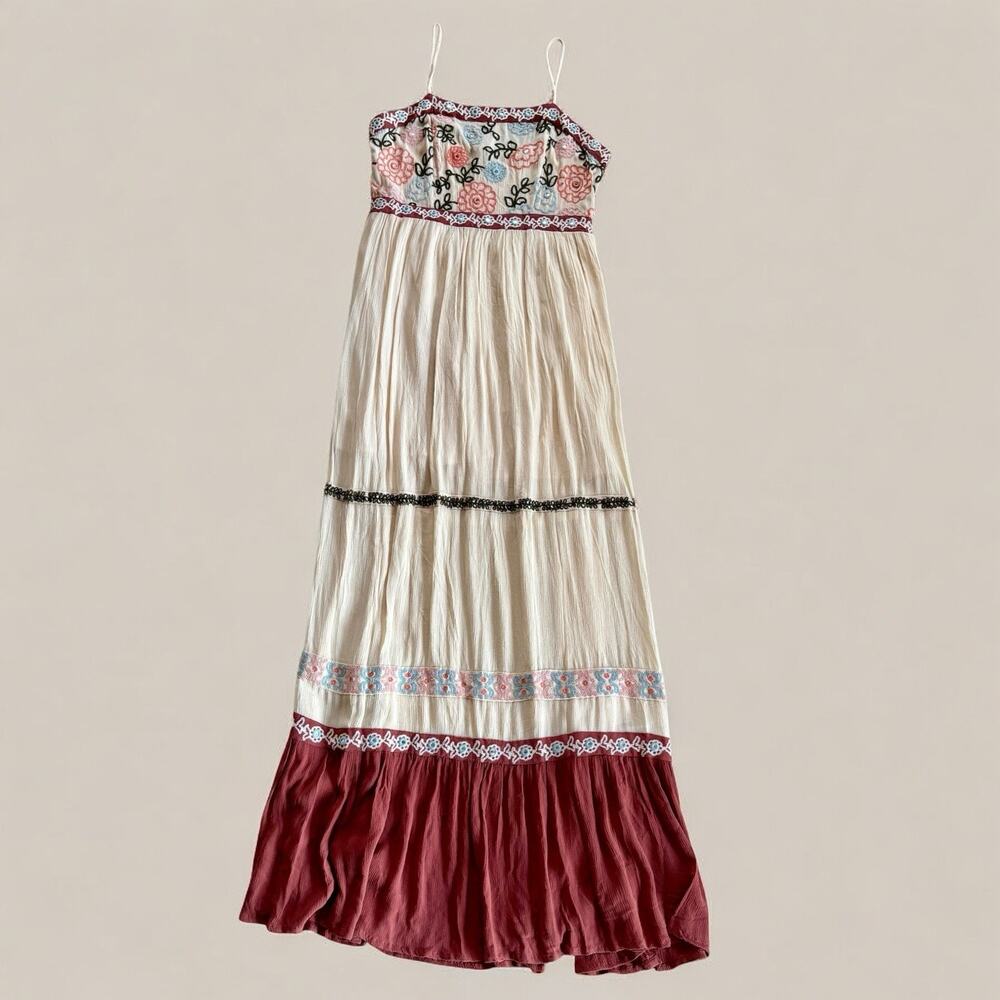 Elegant Floral Embroidered Maxi Dress